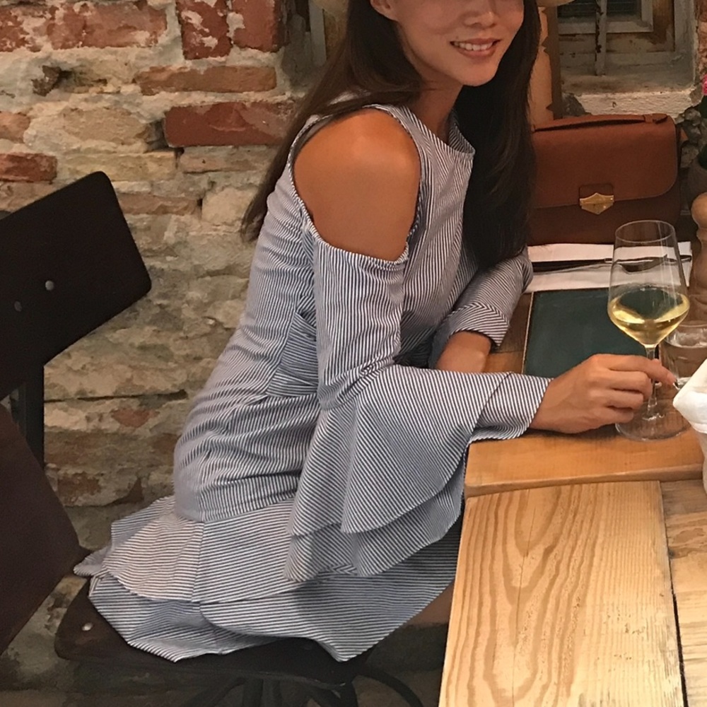 Blue and white strip dress